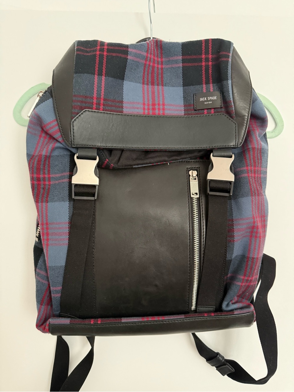 Jack Spade Plaid Canvas & Black Leather-Trim Backpack